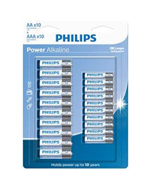 PHILIPS Pilha alcalina do tipo AA e AAA C/10 AA E 10-AAA, Branco, azul e cinza, padrão, LR036P20BP/59