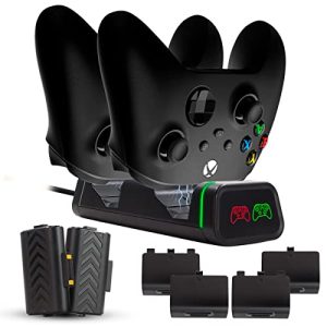 Base Carregador Duplo C/Led Compatível Com Controle Xbox Series Ou Xbox One C/ 2 Baterias + 4 Tampas
