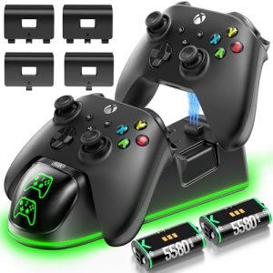 OIVO Estação de carregamento de controle XSX com 2 pacotes de baterias recarregáveis de 1300 mAh para Xbox Series X/S/One/Elite/Core Controller, base de carregamento Xbox, kit de carregamento, estação de carregamento para controle Xbox